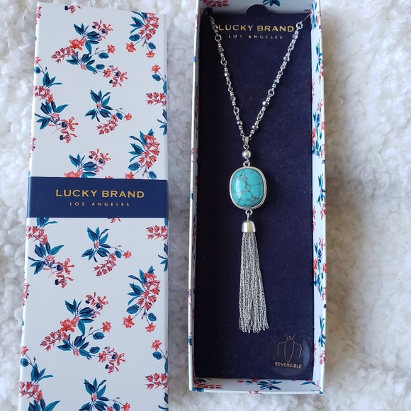 Lucky Brand Jewelry - Lucky Brand Turquoise reversible Tasseled Necklace